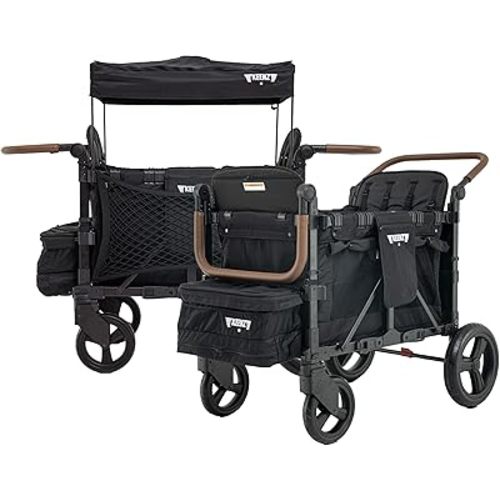 Keenz XC+ EVO - Luxury 4 Passenger Stroller Wagon for Kids | Foldable 4 Passenger Quad Seater with Adjustable Canopy | Black