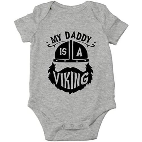 AW Fashions My Daddy Is A Viking Baby Bodysuit Funny Cute Adorable Infant Outfit Romper Newborn Boys Girls