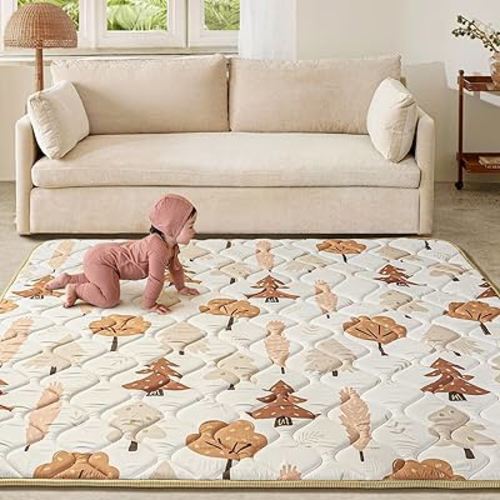 Baby Play Mats for Floor, 50x50 Playpen Mat, Thicken Cushioning Padding Foam Playmats for Baby, Toddlers Infants, Non-Slip One-Piece Crawling Tummy Time Mat Washable Baby Playmate(Forest)