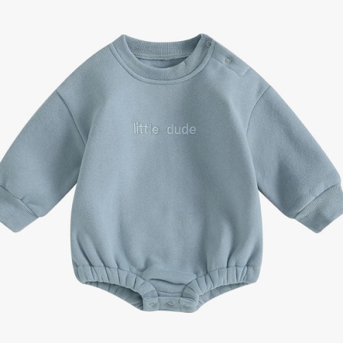 VISGOGO Newborn Infant Baby Boy Girls Oversized Romper Little Dude Sweater Onesie Coming Home Outfit Neutral Clothes