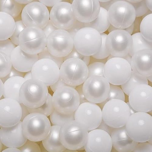 Baby Ball Pit Balls - 170pcs Set | Crush Proof Plastic Balls | Great for Play Areas |Safe & Colorful Fun, Pearl White+White