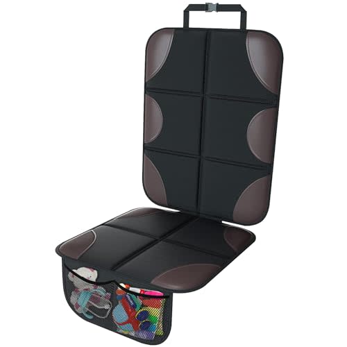 SMART ELF Brown Car Seat Protector - Thickest Padding, Waterproof 600D Fabric, Mesh Pockets, and Non-Slip Backing, XL Size carseat Protectors for Vehicles, SUV, Leather and Fabric Car Seat