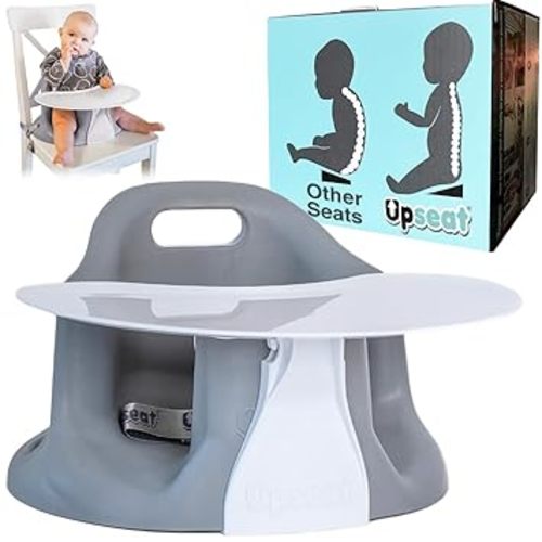 Upseat – The Original Ergonomic Baby Floor & Booster Seat with Tray, Developed with Physical Therapists for Upright Posture & Healthy Hip Development, 4–24 Months, Dishwasher-Safe Extra-Large Tray