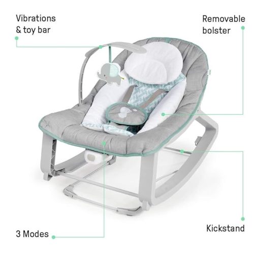 Ingenuity Keep Cozy 3-in-1 Grow with Me Vibrating Baby Bouncer, Seat & Infant to Toddler Rocker, Vibrations & -Toy Bar, 0-30 Months Up to 40 lbs (Weaver) - 1 Count (Pack of 1)