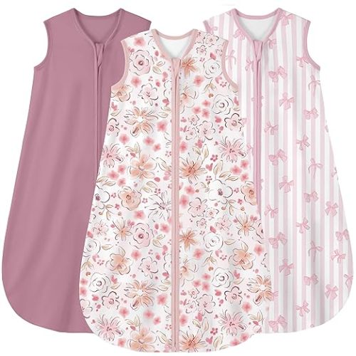 Yoofoss Baby Sleep Sack 0-6 Months Wearable Blanket for Babies 100% Organic Cotton 2-Way Zipper TOG 0.5 Toddler Sleeping Sack 3 Pack, Comfy Lightweight Sleep Sacks