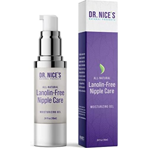 Dr. Nice's Moisturizing Gel - Lanolin-Free Nipple Cream for Breastfeeding - Nursing Essentials With Instant Cooling Relief for Sore Nipples - Water-Based Moisturizer Safe for Mom & Baby - (.34 Fl. Oz)