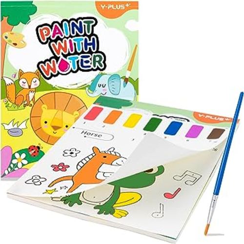 YPLUS Paint with Water Books for Toddlers, Watercolor Painting Paper for Kids Ages 1-3, 2-4, Art Craft Gift for Drawing with Brush, Animals