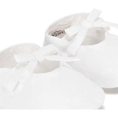 Linen Bow Front Soft Shoe, Soft White Linen Bow - Hope & Henry | Maisonette