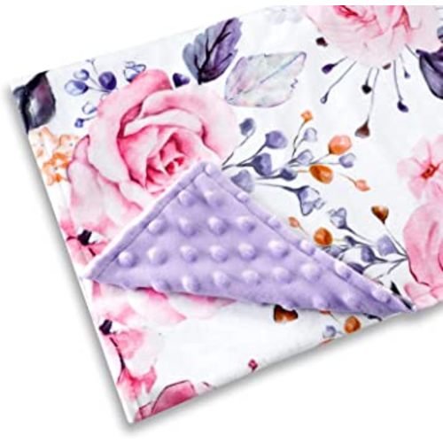 Pea Pod 30'' x 40''Baby Blankets, Super Soft Floral Minky Toddler Newborn Blanket for Boys Girls, Dotted Backing, Double Layer, Crib Receiving Blanket for Nursery/Stroller/Toddler Bed/Baby Carseat