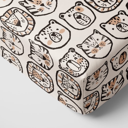 Lions, Tigers & Bears Fitted Crib Sheet