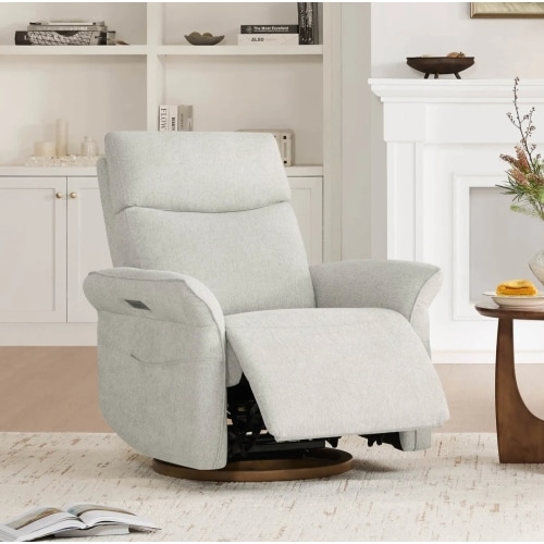 Vinca Modern Power Swivel Glider Recliner Dove Gray with Power Lumbar & Headrest