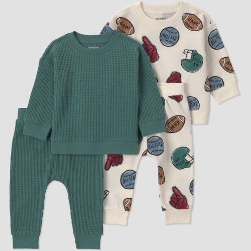 Carter's Just One You® Baby Boys' 4pc Football Sweatshirt and Jogger Pants Set | Size 12M