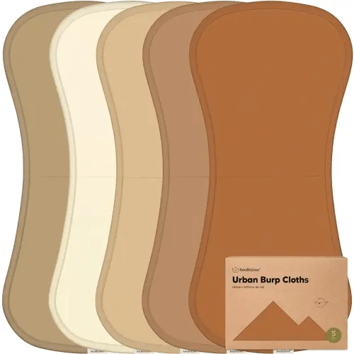 Organic Burp Cloths for Baby Boys and Girls - 5-Pack Super Absorbent Burping Cloth, Burp Clothes, Soft & Plush, Newborn Milk Spit Up Rags, Burpy Cloth Bib for Unisex, Burping Rags (Terracotta)