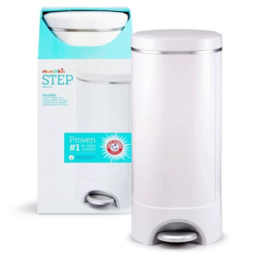 Munchkin STEP Diaper Pail, Powered by Arm & Hammer: Airtight Lid Prevents Odors, Uses Standard Size Liners