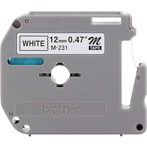 Brother(R) M-231 Black-On-White Tape, 0.5in. x 26.2ft., BRTM231