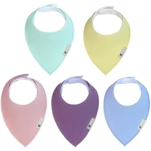 Blue Wren Magnetic Bandana Drool Bibs 5-pack - Magnetic Closure Baby Bibs - Safe, Easy, Chic Teething Bib
