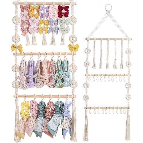 RDYEAAR Bow Organizer for Girls, Claw Clip Organizer, Bow Hanger for Girls, Baby Girl Nursery Decor, Toddler Hair Accessory Organizer,Hanging Organizer