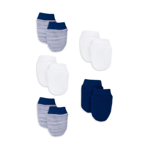 Little Star Super Combed Natural Cotton Baby Boys Scratch Mittens, 5Pk
