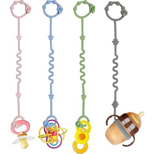 Toy Straps for Baby,RTMOK Silicone Setpacifier Clip,Applies to Car Seat Toy,Teether Toy,High Chair,Stroller Accessories,Baby Toy Clips,Cribs,Rocking Chair