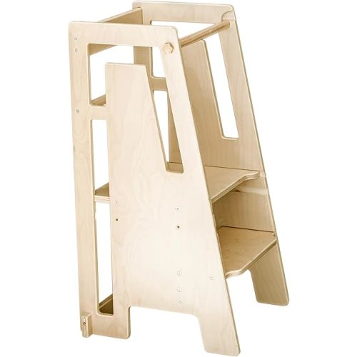 Modern Toddler Tower, Montessori Kitchen Step Stool, Sleek Modern Design Adjustable Standing Platform for Kitchen Counter - Wood Modern Standing Tower