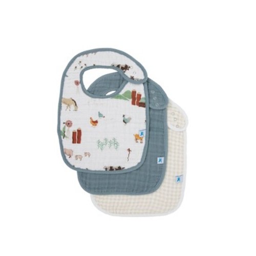 Little Unicorn Cotton Muslin Classic Bib Set - 3pk, Color: Farmyard