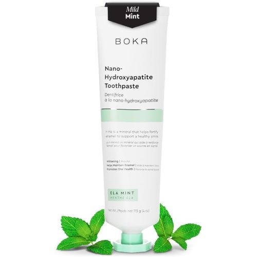 Boka Fluoride Free Toothpaste - Nano Hydroxyapatite, Remineralizing, Sensitive Teeth, Whitening - Dentist Recommended for Adult & Kids Oral Care - Ela Mint Flavor, 4 Fl Oz 1 Pk - US Manufactured