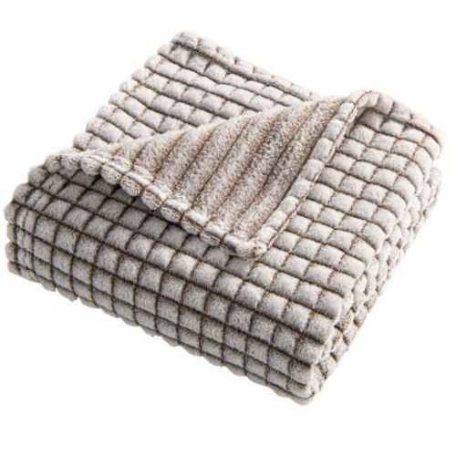 Plush Soft Flannel Baby Blanket, Warm and Cozy Unisex Toddler Blanket, Coffee Grid, 30x40 Inches - NTBAY