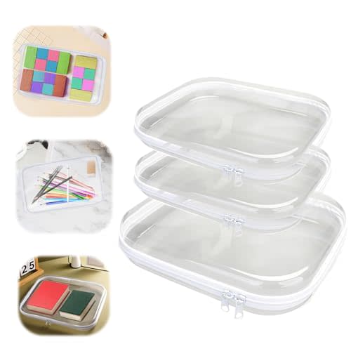 3PCS Zippered Transparent Cases for Snacks,Portable Waterproof Cosmetic Bag with Zipper,Clear Hard Shell Zipper Case for Cosmetic Storage, Putting Snacks, Pencil Case