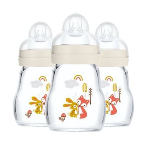 MAM Feel Good Glass Baby Bottle - Cream - 6oz/3pk