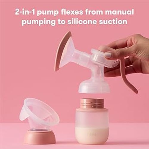 Amazon.com : Frida Mom 2-in-1 Manual Breast Pump with Hands-Free Silicone Suction Cup, Milk Collector, Wireless Ergonomic Handle, and SoftFeel Flange for Breastfeeding : Baby