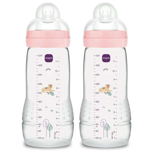 MAM Easy Active 11oz 2 Pack Bottle, Pink