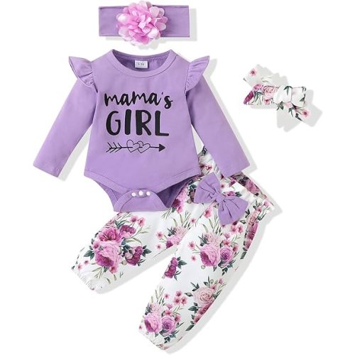SUNNY PIGGY Newborn Infant Baby Girl Clothes Ruffle Romper Toddler Girl Floral Cotton Pant Sets Girls Clothing Outfit