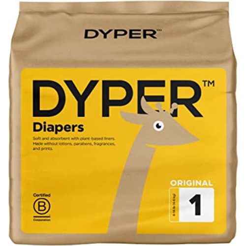 DYPER Viscose from Bamboo Baby Diapers Size 1 | Honest Ingredients | Cloth Alternative | Day & Overnight | Made with Plant-Based* Materials | Hypoallergenic for Sensitive Newborn Skin, Unscented