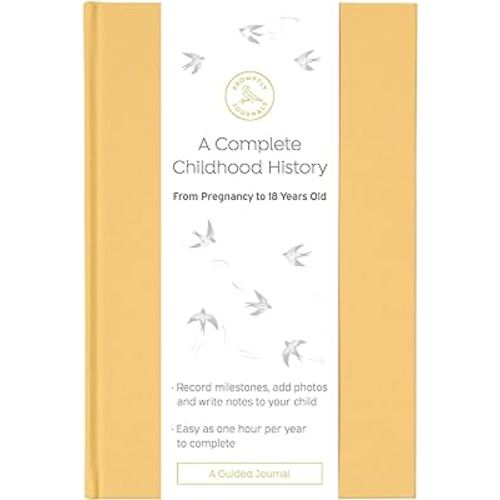 Promptly Journals, A Complete Childhood History: From Pregnancy to 18 Years Old (Ochre Yellow, Linen) | Baby Book and Pregnancy Journal | Baby Memory Book