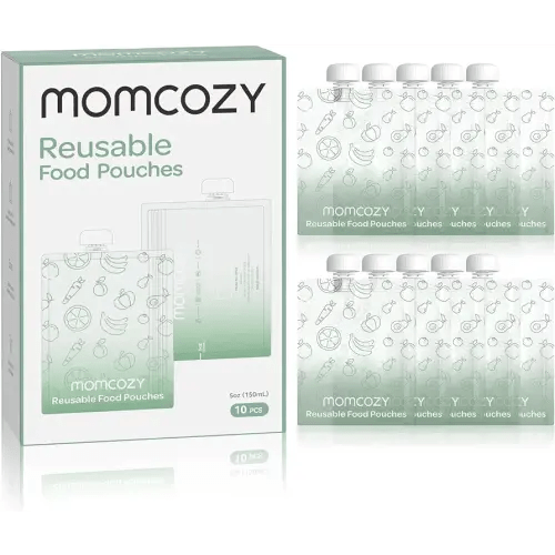 Momcozy Reusable Baby Food Pouches for Toddlers,BPA Free Plastic,Food Safe,Freezer Safe,Refillable for Applesauce Yogurt & Puree Squeeze Pouch,10 Packs,5oz