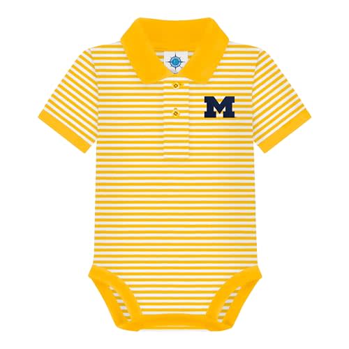 Creative Knitwear College Baby Striped Polo Bodysuit - Team Logo, Multiple Colors, for Boys & Girls (0-12 Months)