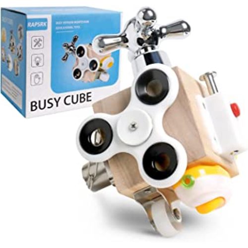 Busy Cube for Kids Sensory Busy Board Travel Toy for Toddlers 1-3 Years Old,Educational Montessori Learning Toys for Babies 18-36 Months