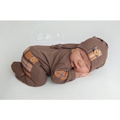 Newborn footed sleeper,baby pajamas,footed romper and hat, sky blue photo outfit photo props boy Newborn Photo props