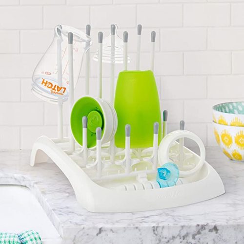 Munchkin® Baby Bottle and Sippy Cup Cleaning Set, Includes Countertop Drying Rack and Bristle Bottle Brush, Grey - Gray - 3 Piece Set