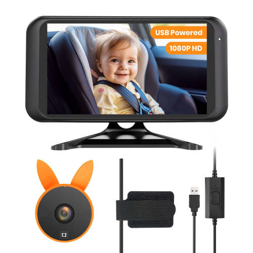 USB Baby Car Camera Plug-Play, 4.5" 1080P Easy Setup Backseat Camera with Flexible 360 Rotation, Clear Picture Rear Facing Car Seat Baby Monitor