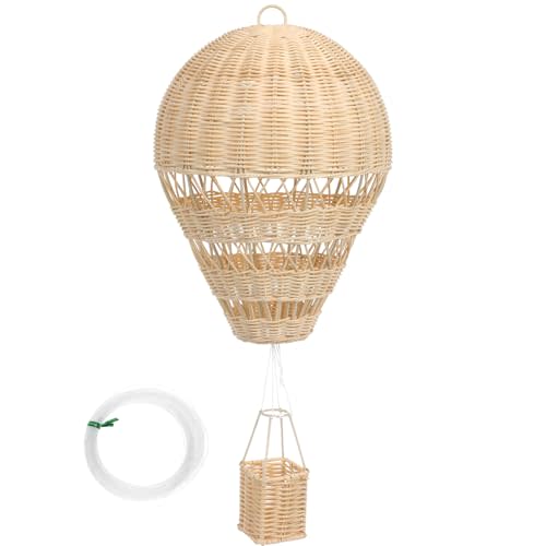 Alipis Natural Rattan Woven Hot Air Balloon Decor Boys and Girls Room Wall Hanging Home Decorative Toy