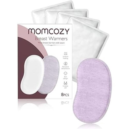 Momcozy Instant Heat Breast Warmers - Easy Release for Soothing Warmth - Lasting Heat Relief for Breastfeeding Challenges, Individually Packaged, Improve Milk Flow, 8 pcs