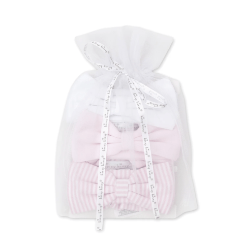Pink Stripe 3 Pack Headband Set w/ Tulle Bag