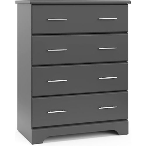 Storkcraft Brookside 4 Drawer Dresser (Gray) – GREENGUARD Gold Certified, Dresser For Nursery, 4 Drawer Dresser, Kids Dresser, Nursery Dresser Drawer Organizer, Chest of Drawers
