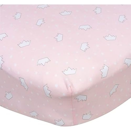Gerber Baby Boys Girls Neutral Newborn Infant Baby Toddler Nursery 100% Cotton Fitted Bedding Crib Sheet, Princess Crowns Pink, 28" x 52"
