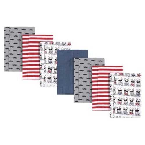 Hudson Baby Infant Boys Cotton Flannel Burp Cloths 7pk, French Dog, One Size
