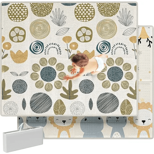 Mloong Baby Play Mat for Floor,59x71x0.4inch Playmat for Baby with Carry Bag, Foldable Play Mat,Kids Foam Play Mat,Waterproof Carlwing Mat for Baby,Large Infant Playmat,Indoor&Outdoor Playing Mat