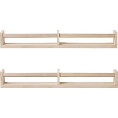 32 in Nursery Book Shelves, Set of 2 Wood Floating Book Shelves for Kids Room, Kitchen Spice Rack, or Rustic Wall Mounted Shelves for Farmhouse Bathroom Décor (32 Inch Natural)