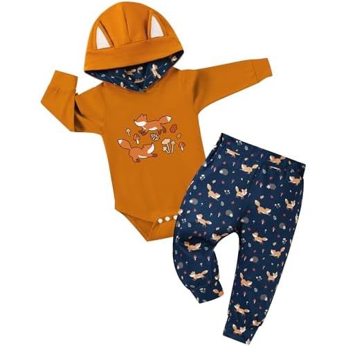 Baby Clothes Boy Newborn Outfits Animal Print Long Sleeve Romper and Pants 2PCS Fall Winter Infant Clothing Set