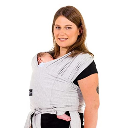 Koala Babycare Baby Carrier Wrap, Easy to Wear As a T-Shirt - Baby Wearing Wrap One Size Fits All - Newborn Wrap Carrier Up to 22lbs - Light Grey